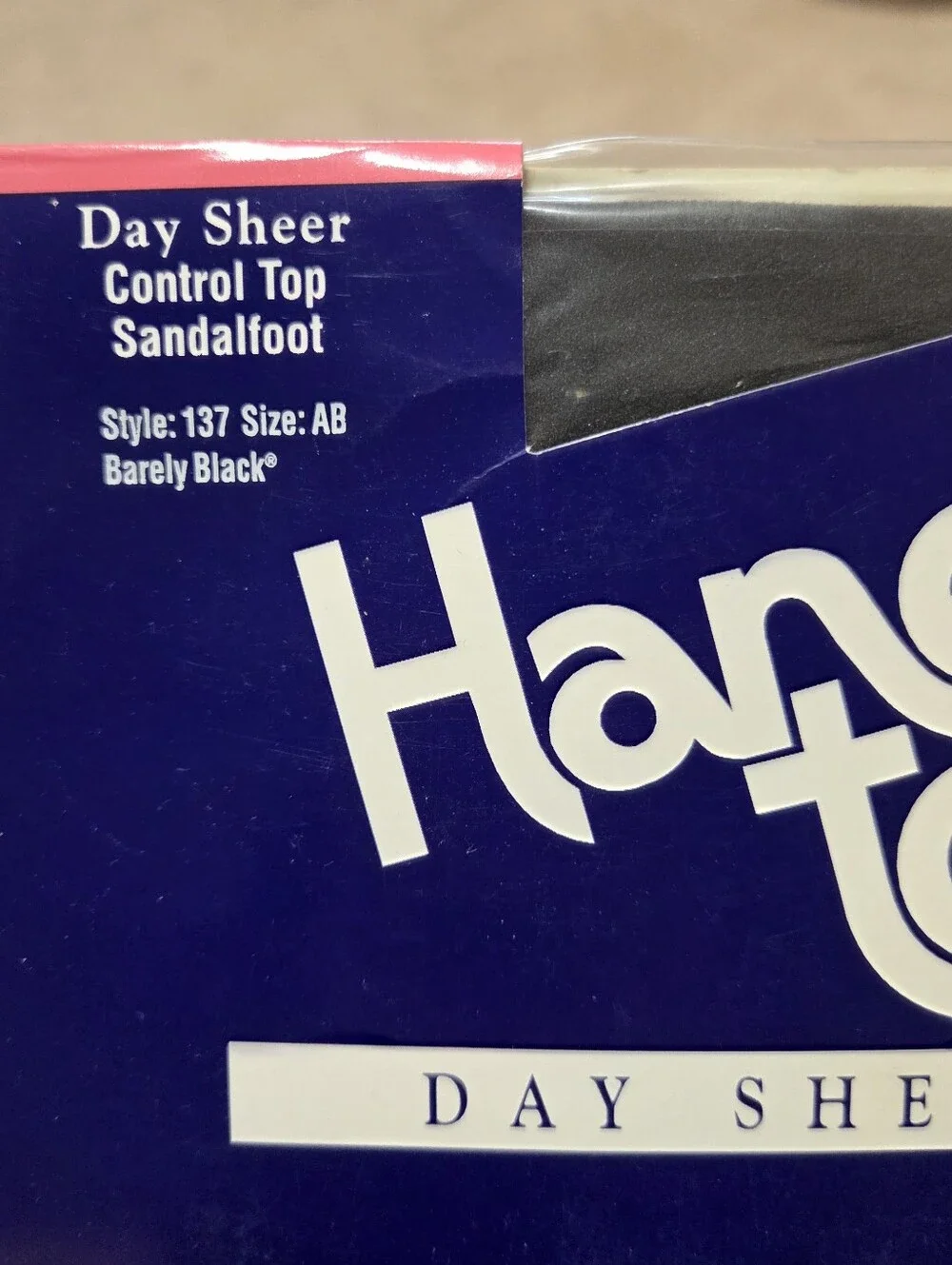 Vintage Hanes Too Day Sheer Hoisery Barely Black Size AB Control‎ Top Sandalfoot